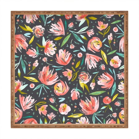 

Society6 Ninola Design Coral Peonies Festival Floral Large Square Bamboo Tray 16 x 16