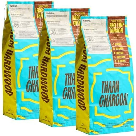 Thaan Oak Large Lump Charcoal  3 Bag Bundle (7.7 lbs Each) | 100% Natural, Long-Burning Hardwood for Grilling, Smoking & Live Fire Cooking$$Garden &