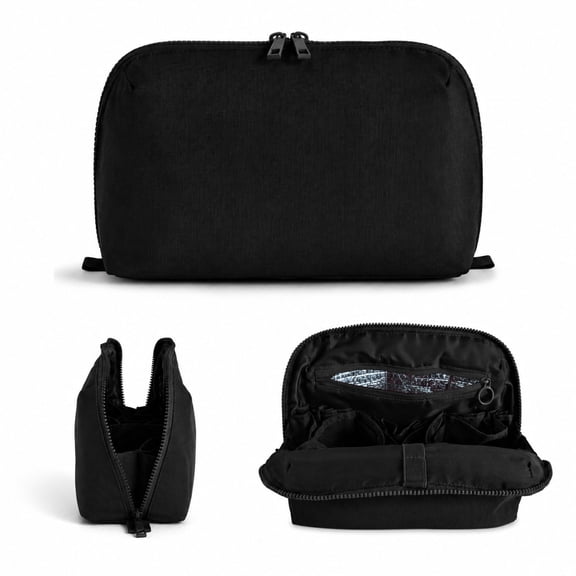 Travel Makeup Bag for Women, Portable Fold-down Cosmetic Case, Make Up Organizer Pouch, Water-resistant Toiletry Bag for Toiletries