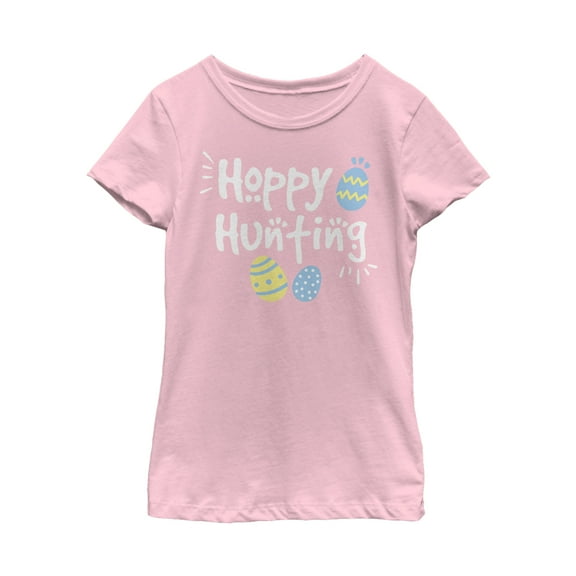 Girl's Lost Gods Hoppy Easter Hunting  Graphic Tee Light Pink Small