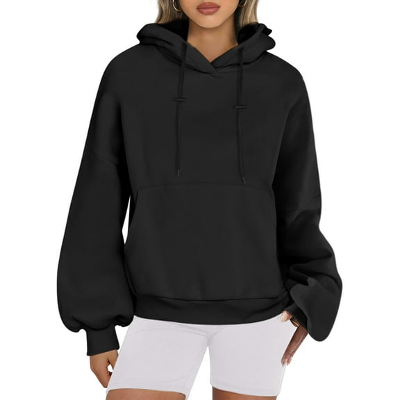 Xcmzpl Hoodies for Women Loose Fit Solid Color Hooded Sweatshirt Lightweight Pullover Tops Tunic Long Sleeve Shirts Fall Fashion