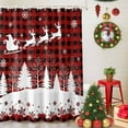 thumbnail image 5 of Red Plaid Christmas Shower Curtains for Bathroom, Xmas Elk Tree Snowflake Waterproof Fabric Shower Curtain for Bathroom Bathtub Decoration, Machine Washable, 54x"78", 5 of 9