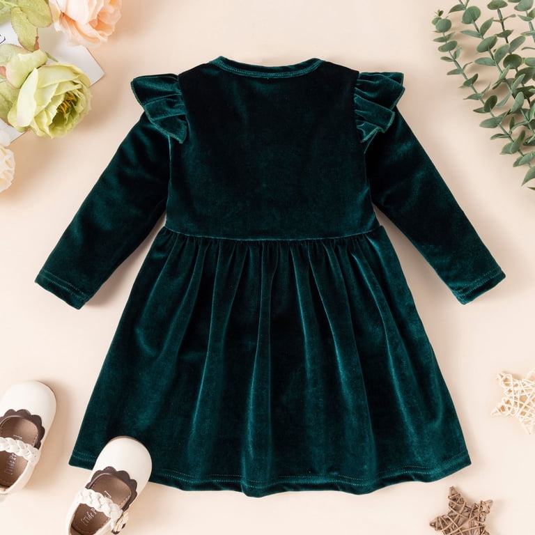 Cathalem Dresses for Little Girls Fall Girls' Dresses formal Toddler Girls  Long Sleeve Prints Princess Dress Dance Party Dresses (Green,2-3 Years) -  Walmart.com