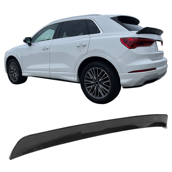 Ikon Motorsports Trunk Spoiler Compatible With 2019-2025 Audi Q3 IKON Style ABS Plastic Carbon Fiber Print Trunk Spoiler Lip Wing Rear Tail Lid Deflector Bodykits