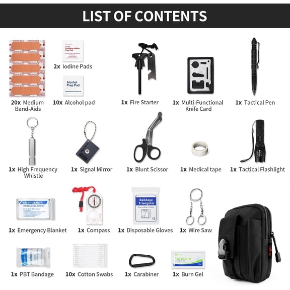 Emergency Tourniquet Survival Kit with Pro Tool for Outdoor Hiking Camping Hunting Tactical First Aid Gear
