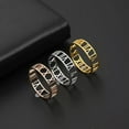 thumbnail image 2 of Roman Numerals Hollow Out Stainless Steel Statement Band Ring Fashion Jewelry, 2 of 9
