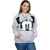 Disney Women Hoodie Minnie Mouse Peeking Pullover Sweatshirt Large Heather Grey