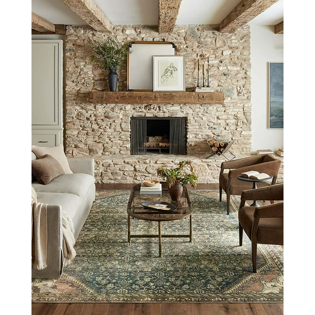 Loloi Magnolia Home by Joanna Gaines x Banks BAN-02 Collection Machine Washable Denim/Clay 2'-6" x 9'-6" Runner Rug