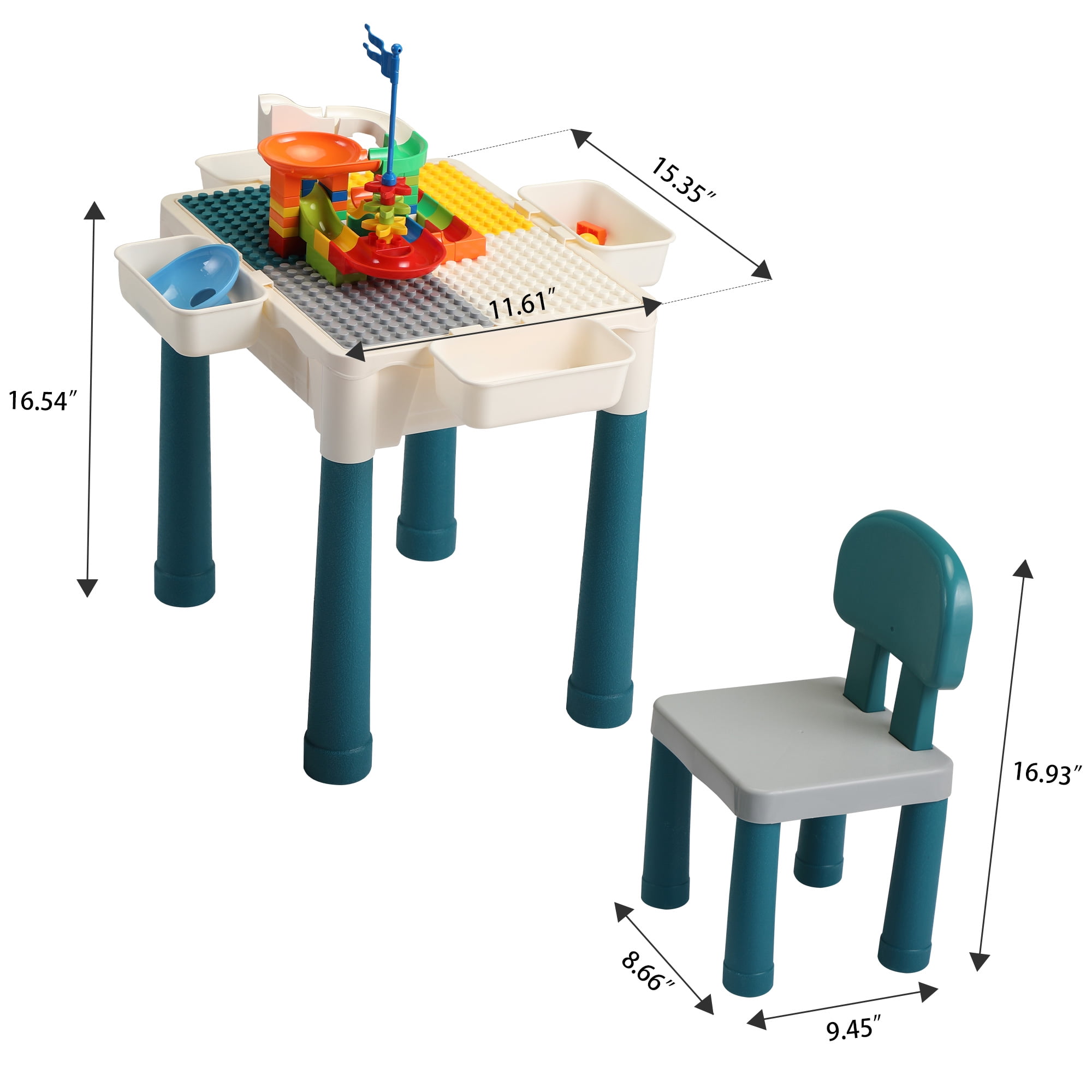 Lowestbes Multi-Function Building Blocks Table-Gray and Green Lowestbes Multi-Function Building Blocks Table-Gray and Green