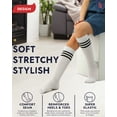thumbnail image 2 of HUGH UGOLI Knee High Cotton Socks for Girls & Boys, Long Tube School Uniform Socks with Stripes, Soft & Comfortable, White, 12-14 Years Old, 4 Pairs, 2 of 6