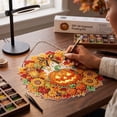 thumbnail image 4 of Halloween Pumpkin Diy Diamond Art Craft Hanging Wreath Kit, 3d Sparkling Pumpkin Shaped Diamond Pearl Art Craft Set, Decor for Wall Front Door Porch Indoor Wall Window Holiday Party Decoration, 4 of 6