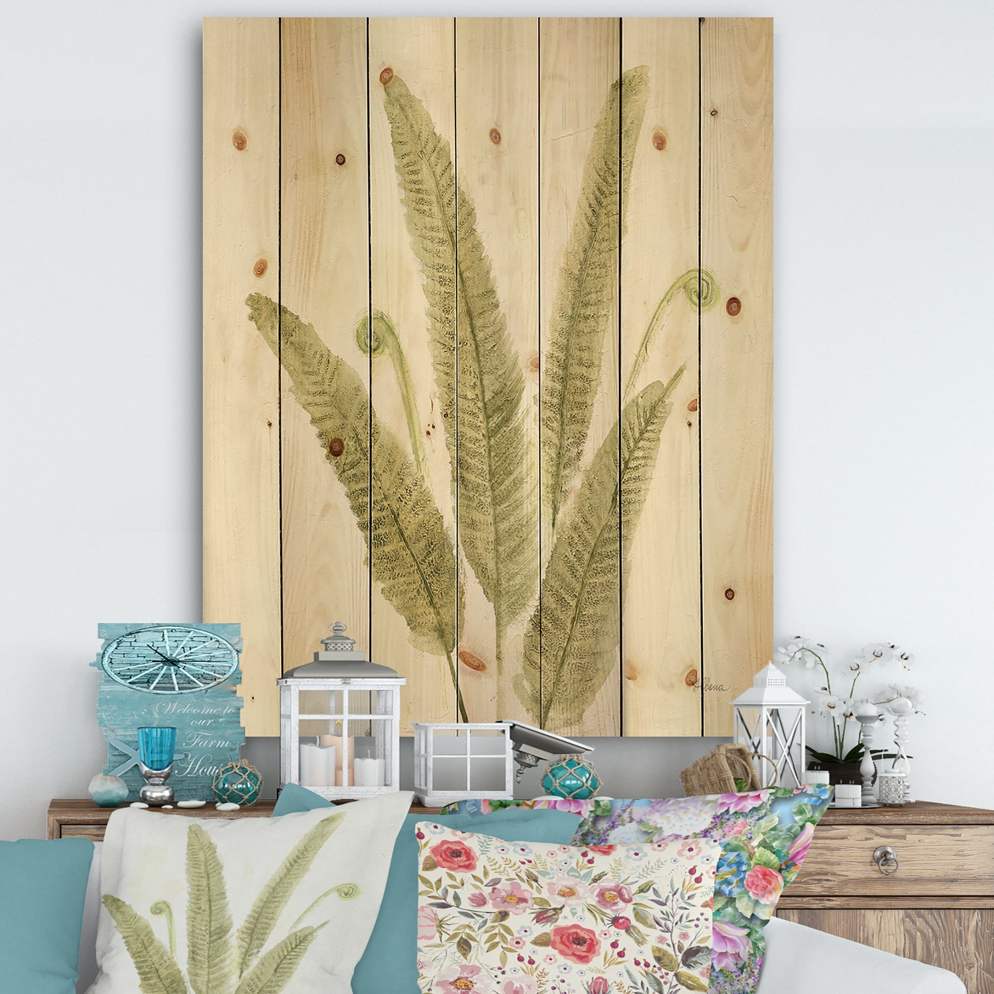 Designart 'Simple Forest III' Farmhouse Print on Natural Pine Wood