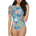 thumbnail image 1 of Saiise Motif Chien Mignon Grenouillère à Manches Courtes Col Rond Pyjama Extensible avec Fermeture à Pression-TTG, 1 of 7