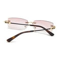 thumbnail image 4 of 3 Pairs of Men's Gradient Brown Rimless Reading Glasses 1.00 Anti Blue Light Business Sunglasses Classic Presbyopic Glasses Rectangle Readers +1.00, 4 of 4