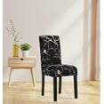 thumbnail image 2 of 4,6,8 Pc Elastic Dining Chair Covers, Spandex Dining Room Chair Covers Set of 6, 6Pc Wrinkle Resistant Parson Chair Slipcovers, Chair Covers for Dining Room Set of 4,6,8, Black Flower, 2 of 6