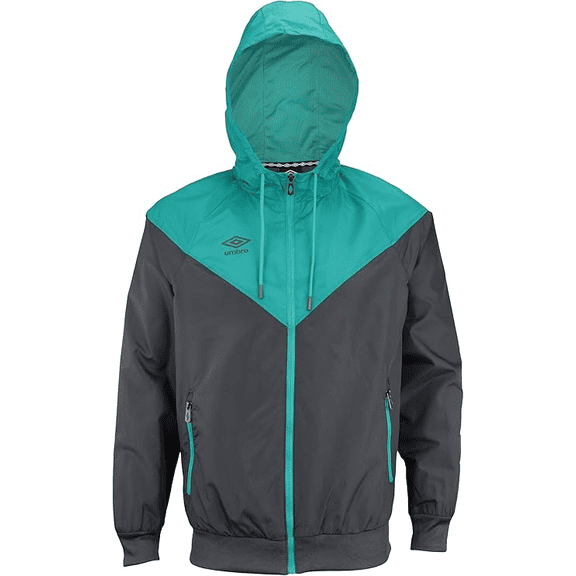 Umbro Men's Full Zip Lightweight Woven Jacket - (Carbon/Blue Grass, Small)