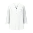 thumbnail image 6 of Ltctricy Women's 3/4 Sleeve Tops V Neck Half Button Solid Color Business Casual Work Shirts Loose Tunic Blouses, 6 of 7