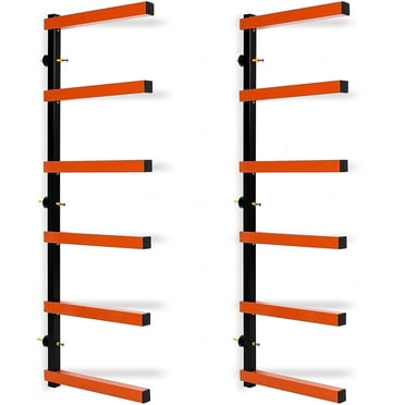Kojem Six-Level 600 lb Capacity Lumber Storage Rack Wall-Mounted Both Indoor and Outdoor Use Wood Organizer Rack