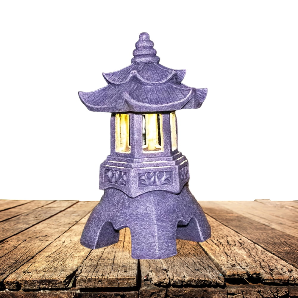 Lanterna Pagoda Solare Giapponese In Resina Con LED Caldo - 26 Cm, Impermeabile Per Giardino E Terrazzo, Decorazione Zen