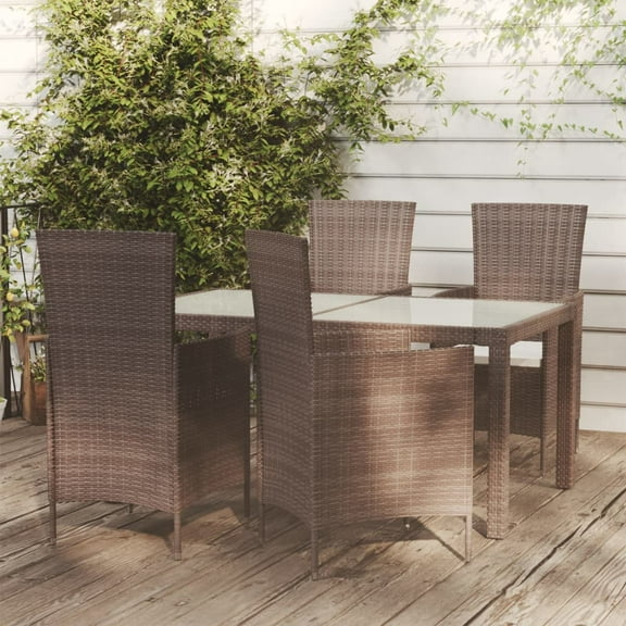 vidaXL Patio Dining Set Patio Table and Rattan Chair Outdoor Furniture Set