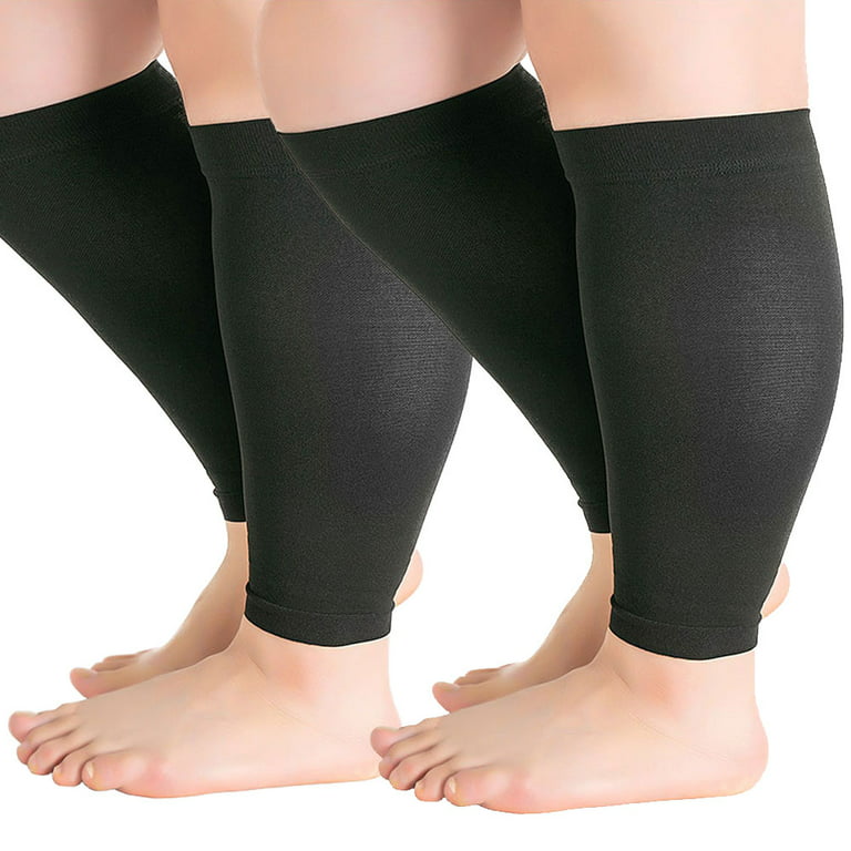 2 Pairs Graduated Compression Sleeve Wide Plus Size Calf Leg Compression  Socks for Women Men 20-30mHg for Circulation Shin Splint Varicose Vein Pain