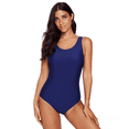 thumbnail image 4 of Traje de baño conservador con espalda cruzada, bikini sexy de color sólido, traje de baño de talla grande para mujer, 4 of 5