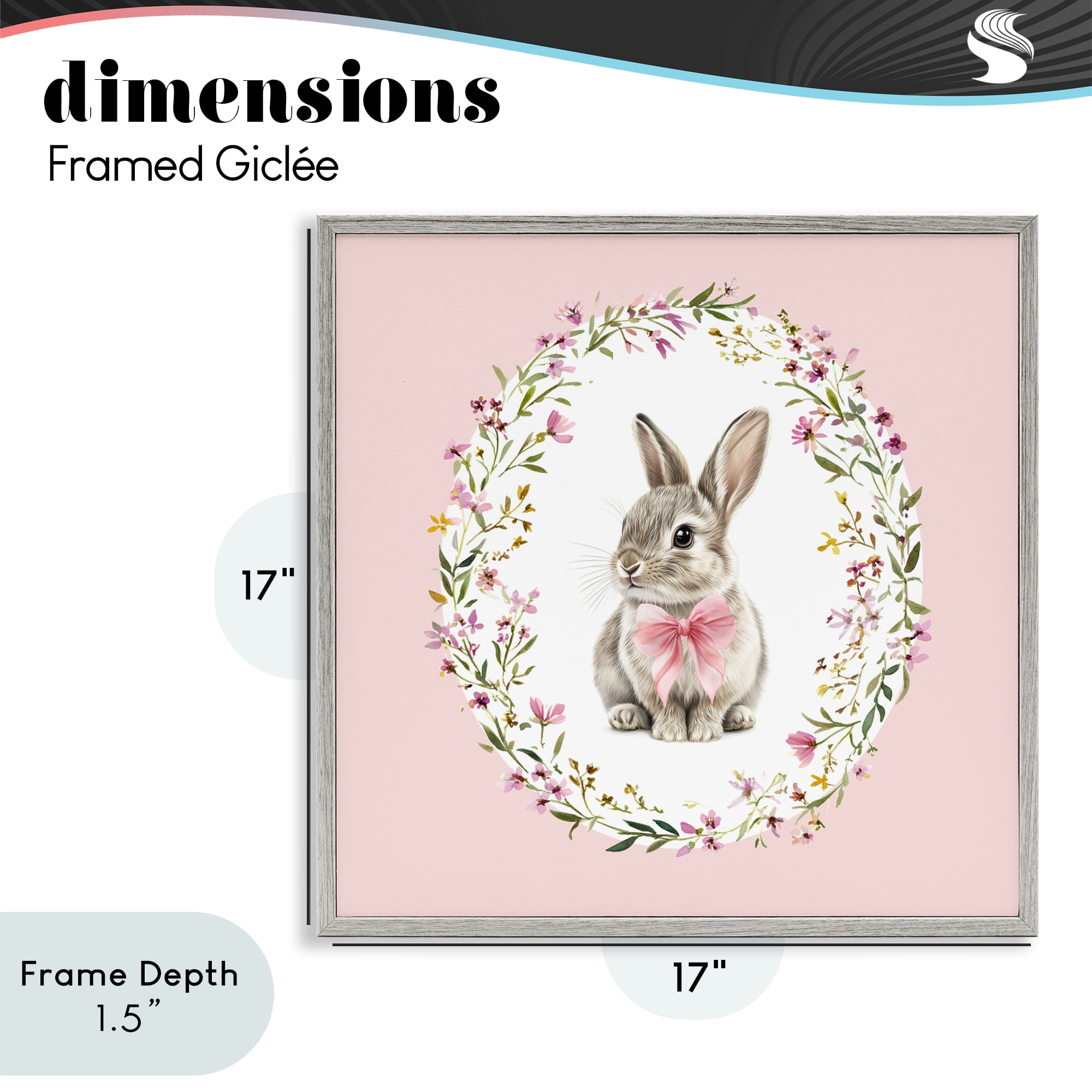 Stupell Industries Blush Pink Bunny Gray Framed Giclee Art, design by Christine Simpson Art