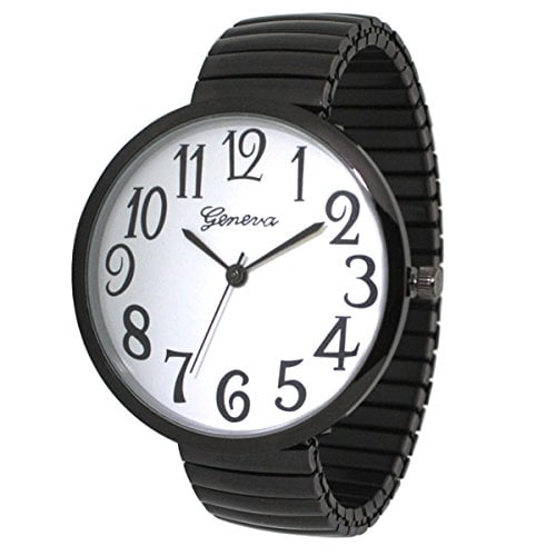 Black Super Large Face Stretch Band Easy to Read Watch Walmart