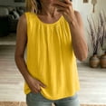 thumbnail image 2 of Women's Plain Sleeveless Tank Top Summer Oversized Crew Neck Basic Tee Tank Flowy Casual Boho Beach Vacation Tops Yellow, 2 of 7