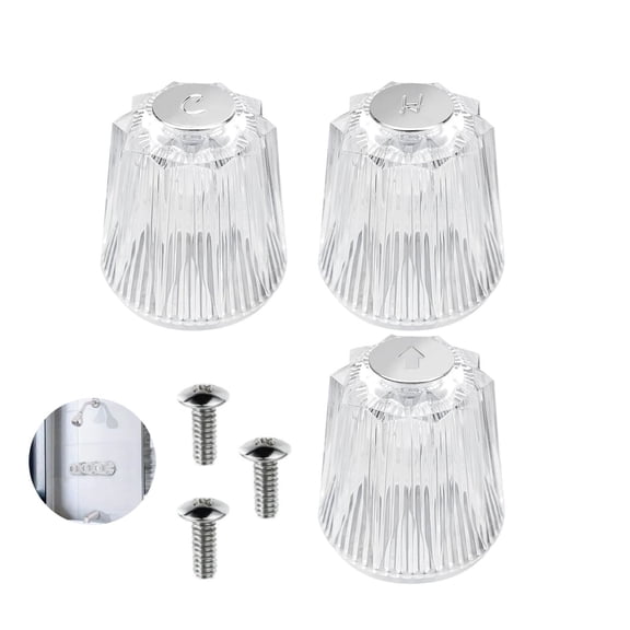 3 Pieces Shower Knob Replacement,HXRH Clear Acrylic Shower Faucet Handle Replacement,Universal Bathtub Faucet Handles for Bathroom Tub