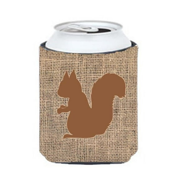 Squirrel Burlap And Brown Can Or Bottle  Hugger