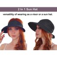 thumbnail image 5 of Simplicity Womens Wide Brim UPF 50+ Baseball Cap with Removable Top Black, 5 of 7