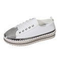thumbnail image 2 of Viluyesy Womens Fashion Sneaker, Lace-Up Rhinestone Glitter Comfort Casual Shoes White US7.5, 2 of 9