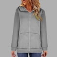 thumbnail image 5 of SDNall Hoodies for Women Solid Color Hoodie Zipper Long Sleeve Sweatshirts Long Coat Tops with Pockets Zip Up Hoodie Women (Gray, Sizes S-XXXXL), 5 of 9