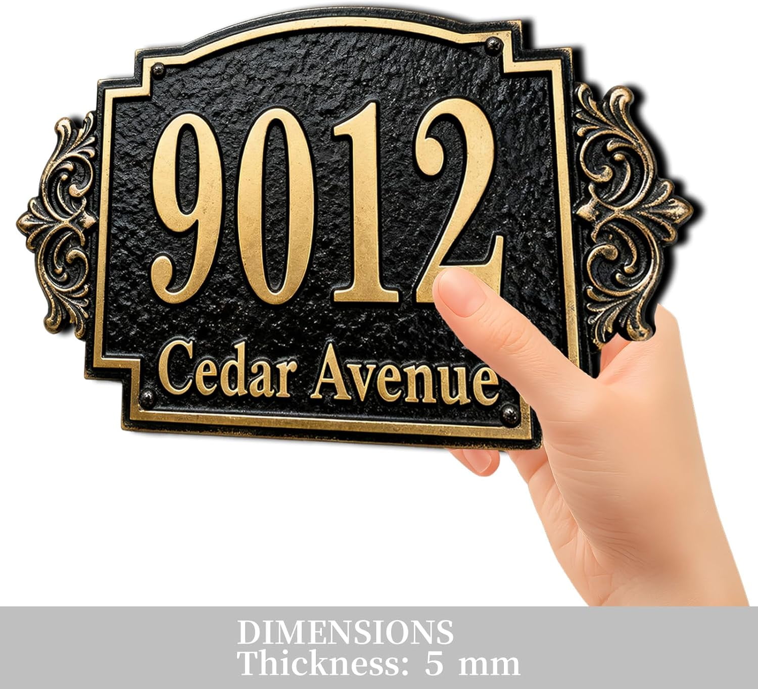 Personalized Cast Metal Address Plaque Vintage Custom House Number Sign Outside Street Mailbox Address Classic Wall Antique Brass Signs Durable Weather Resistant