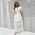 thumbnail image 6 of IDOPIP Women’s Casual Boho Floral Lace V-Neck Dress Embroidery Cocktail Maxi Dress Wedding Evening, 6 of 7