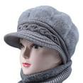 thumbnail image 2 of Prolriy Winter Hats for Women, Women's Woolen Knitted Warm Basin Hat Padded Cotton Hat Womens Hats Grey, 2 of 5