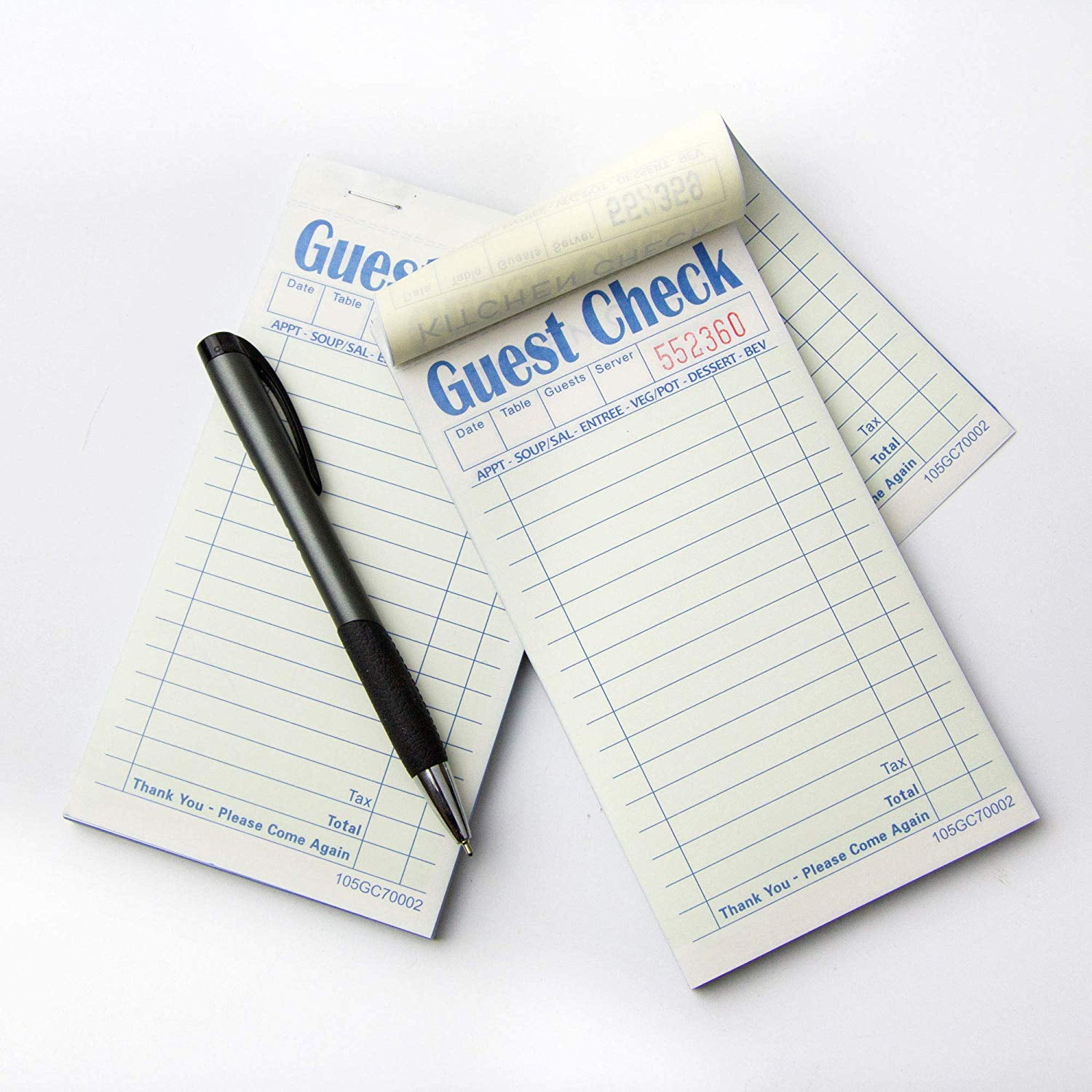 KAISA Guest Check Pad 1Part Guest Check Board 50 sheets/pad 16 Lines Perforated Notepad KSU5378 1Part, 1carton of 5Packs, 50Pads 