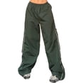 thumbnail image 2 of Womens Parachute Pants Wide Leg Baggy Pants Y2K Elastic Waist Jogger Sweatpants Track Pants Streetwear, 2 of 17