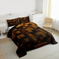thumbnail image 3 of Feelyou Pixelated Blocks Miners Bedding Comforter Set, Brown Grid Patchwork Twin Comforter Sets, Modern Video Gamepad Reversible Bedding Set, Super Cozy Room Decor, 2 Pieces, 3 of 8
