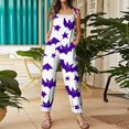 thumbnail image 5 of Stralyhd Halloween Women's Jumpsuits Halloween Holiday Square Neck Jumpsuit Party Jumpsuits with Pockets Halloween Pumpkin Print Wide Leg Trousers Light Purple S, 5 of 7