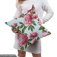 thumbnail image 5 of Ambesonne Floral Fabric by the Yard Upholstery, Peonies and Sky Art Print, 1 Yard, Pink Green and Soft Blue, 5 of 5