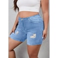 thumbnail image 3 of Womens Plus Size Distressed Denim Shorts Summer Casual High Waisted Jean Shorts(14W-26W), 3 of 4