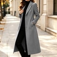thumbnail image 4 of IUYRTFE Women's Long Lapel Collar Coat Casual Solid Color Overcoat with Pockets, 4 of 9