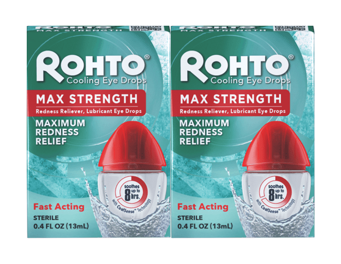 Rohto Max Strength Redness Relief Eye Drops, 0.4 Oz, 2 Pack