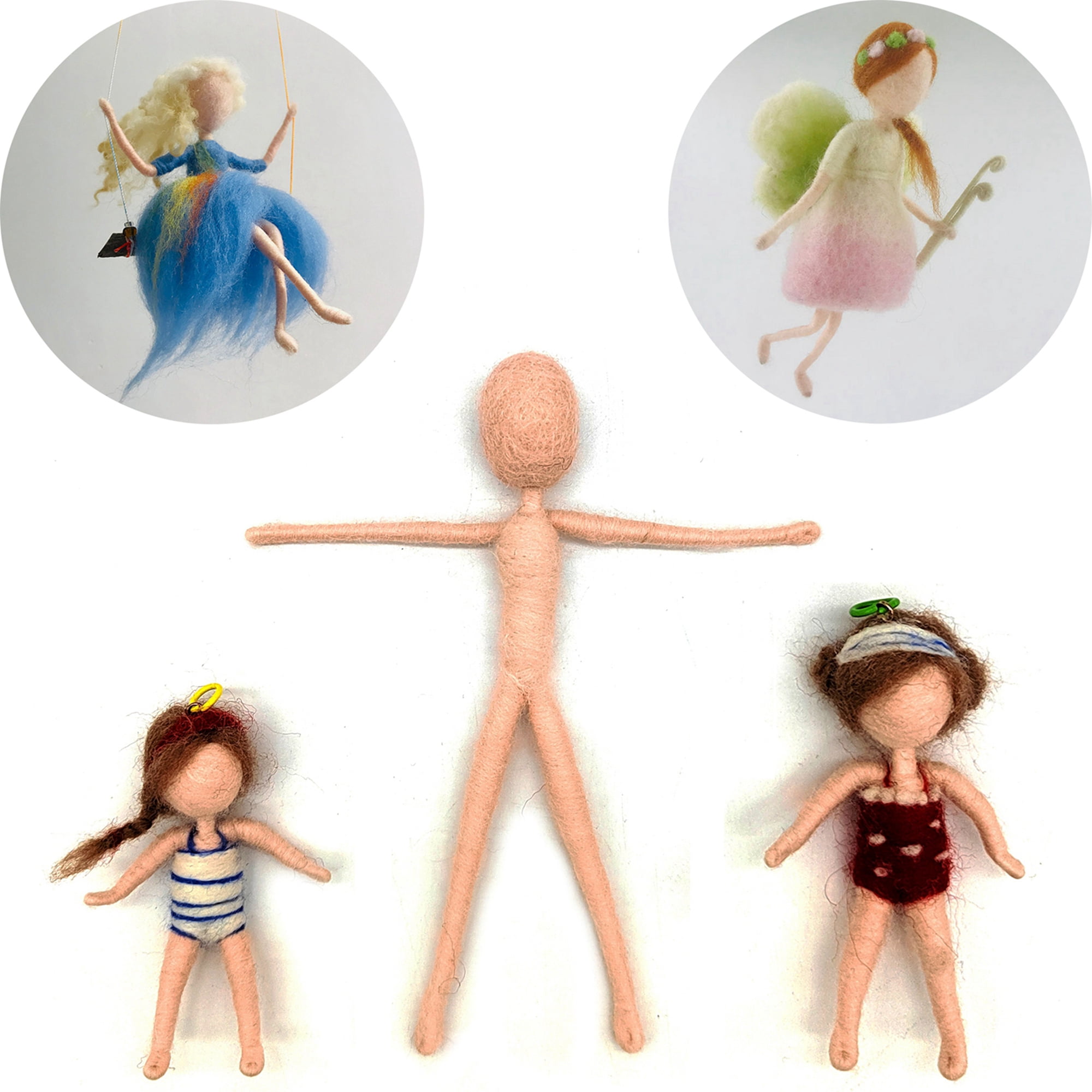 5 Pieces 6 inch Pre-made Felted Body for Needle Felting Kit Project Fairies, Mummies, Gnomes, Aliens