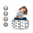 thumbnail image 2 of Paw Print Storage Toy Bag Chair, Puppy Kitten Dog and Cat Themed Repetitive Pet Foot's Stains Concept, Stuffed Animal Organizer Washable Bag, Small Size, Dark Grey and White, by Ambesonne, 2 of 3