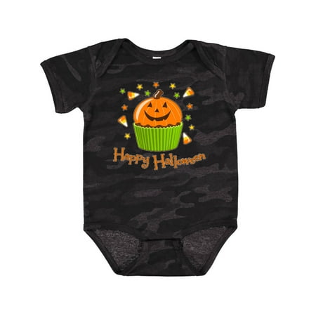 

Inktastic Happy Halloween- cute pumpkin cupcake Gift Baby Boy or Baby Girl Bodysuit
