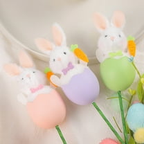 Twfbrm Easter Egg Rabbit Picks, Easter Decorations 14 inch Cute 3D Fluffy Bunny Branches Simulated Animal Cuttings Artificial Easter Egg Stems Spring Vase Filler for Home Party Flower Arrangement