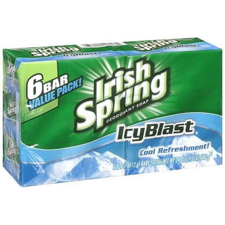 Irish Spring Icy Blast Deodorant Soap, 6 Pack